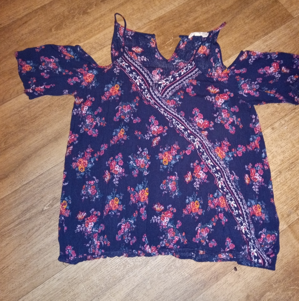 Medium pink rose split front shirt